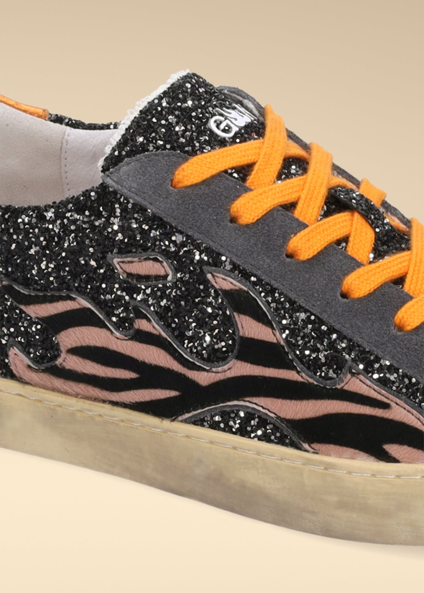 Zapatillas Glitter Leather Pony Hair Negro