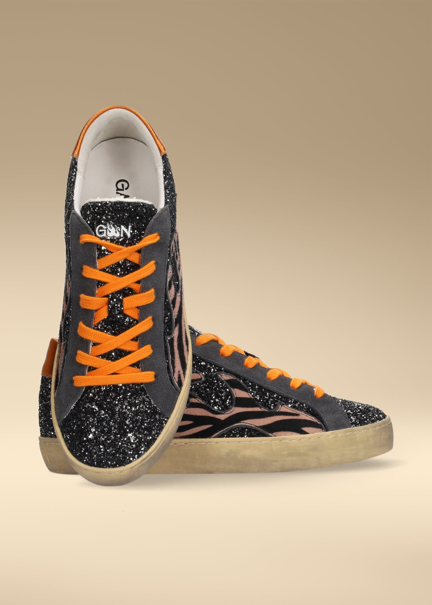 Zapatillas Glitter Leather Pony Hair Negro